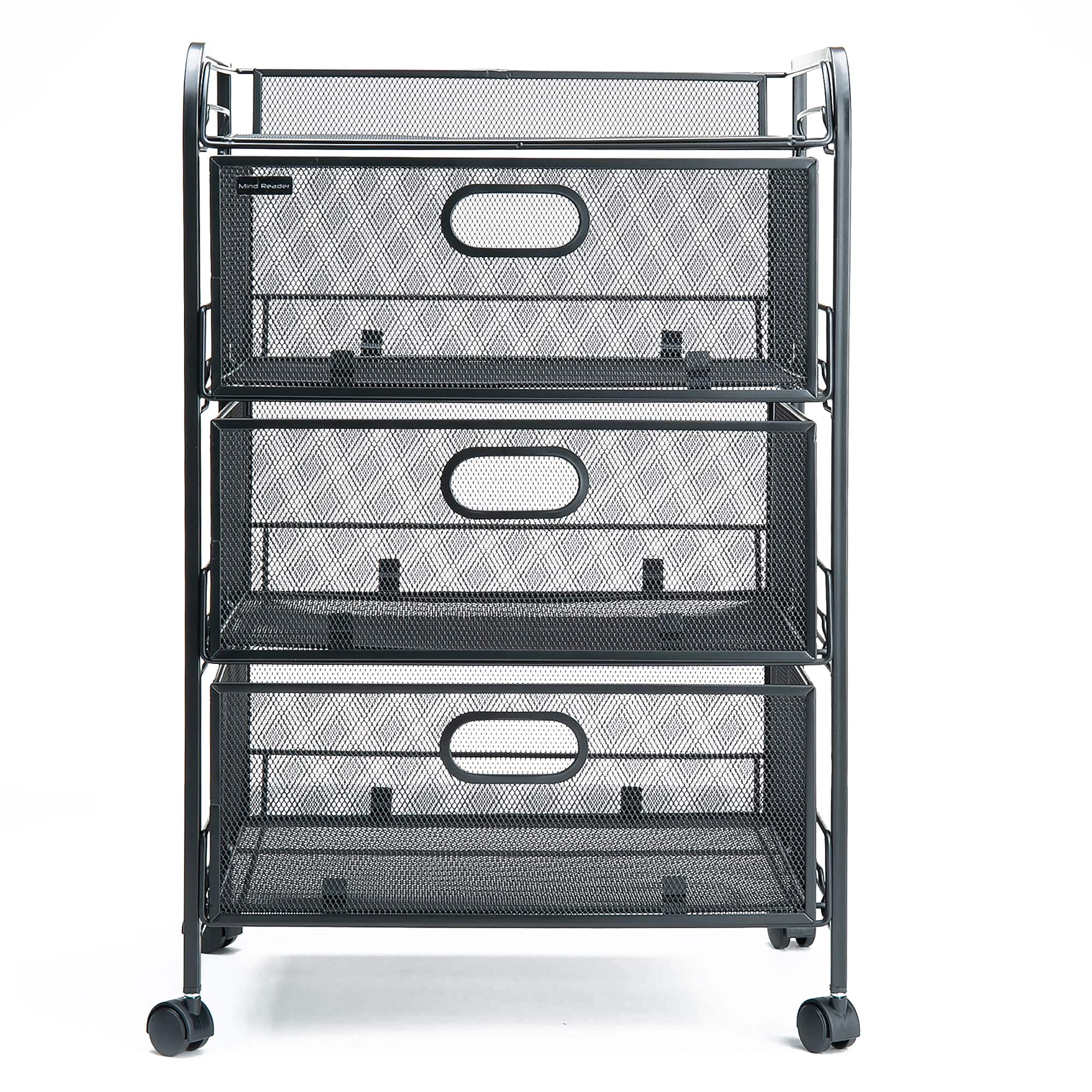 Mind Reader Black 4 Drawer Metal Rolling File Cart